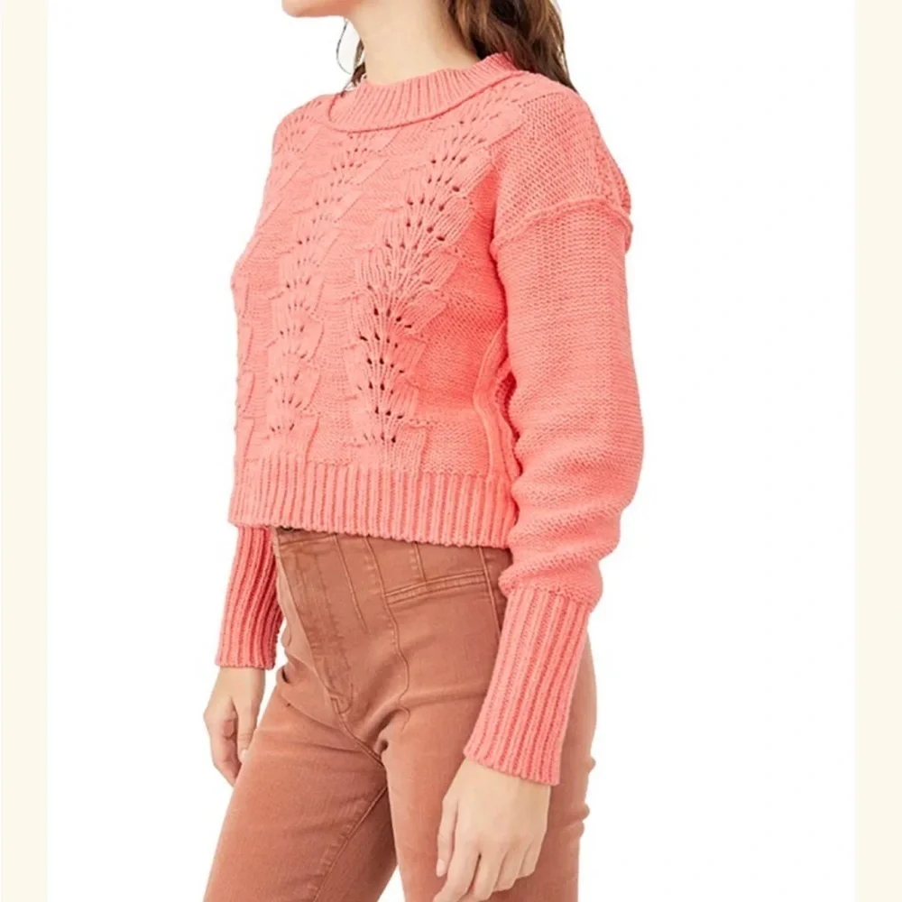Free People Sandcastle Tan Bellsong Knit Sweater NWT